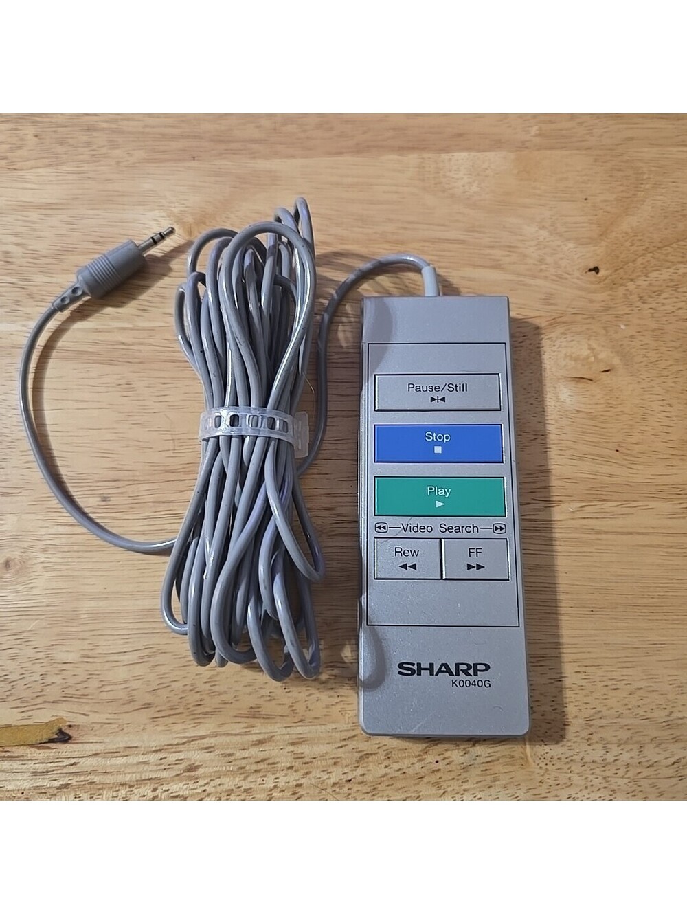 SHARP Wired VCR Remote Control K0040G Silver Tested Long Cord Vintage